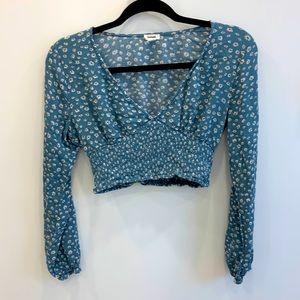Long sleeve smocked crop top